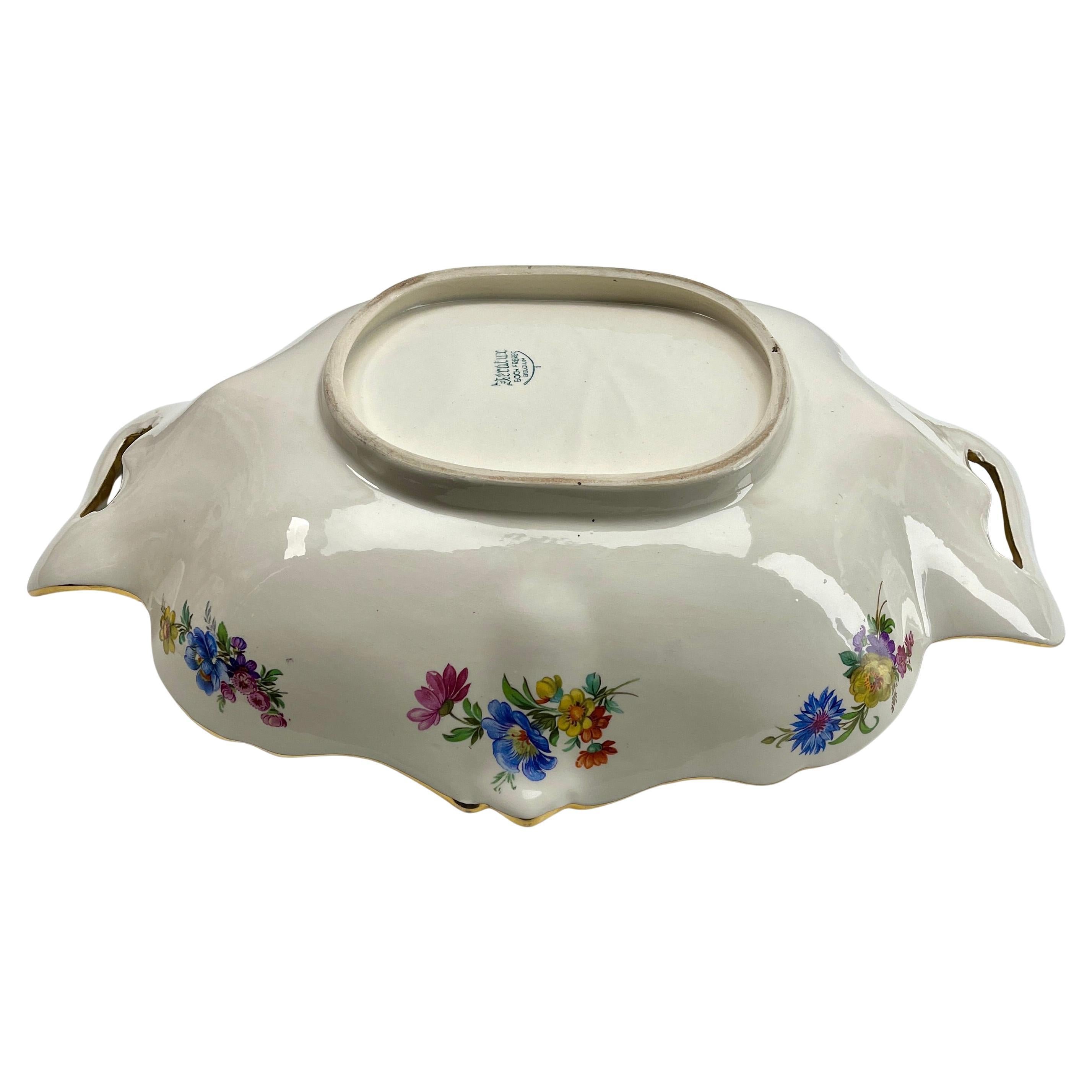 Boch Freres Keralux Stamp and Label set of 3 Large Ceramics Vase, Urn and Plate For Sale 6