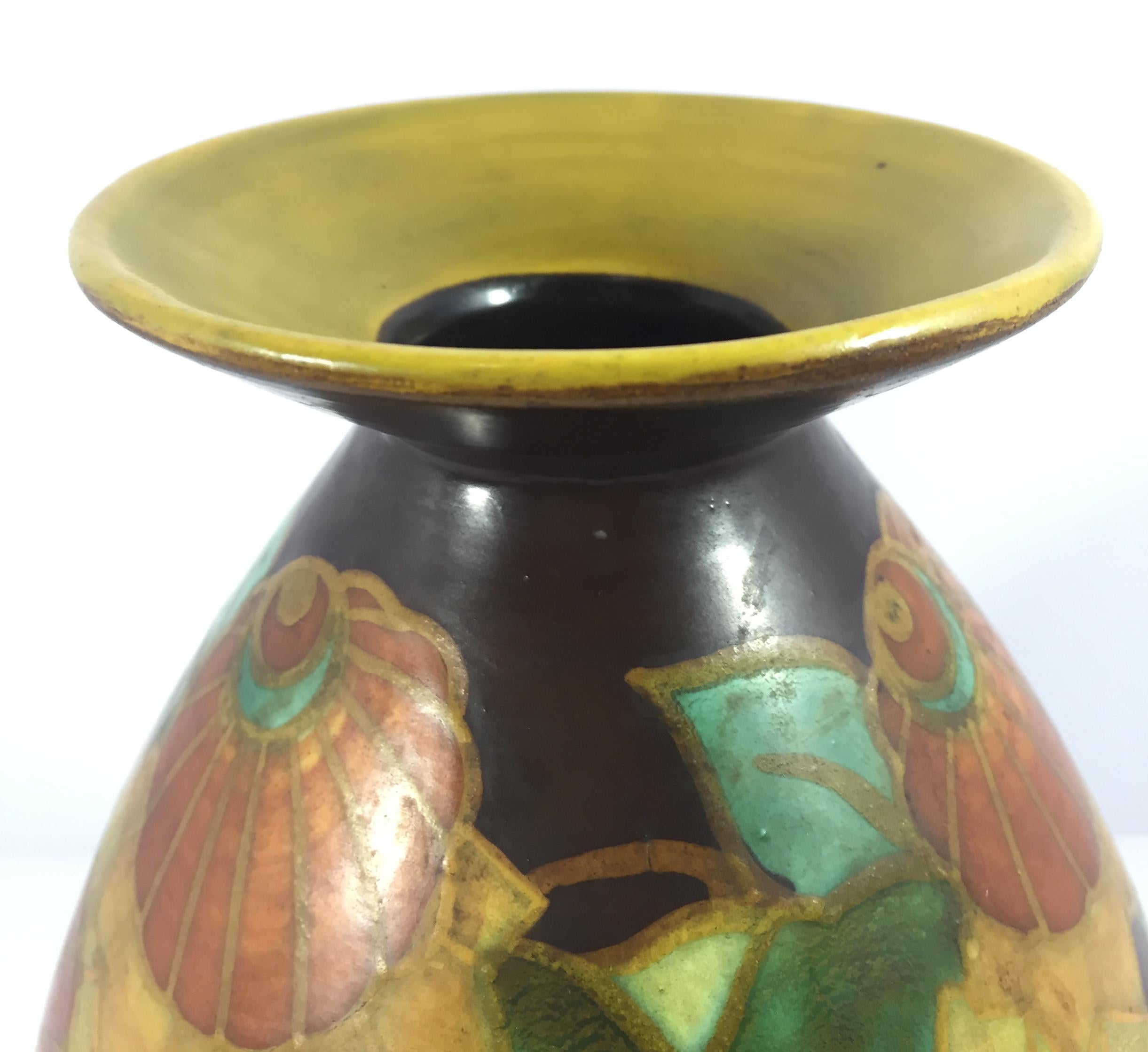 Boch Frères Keramis, Art-déco-Vase, Belgien, um 1925 (Belgisch) im Angebot