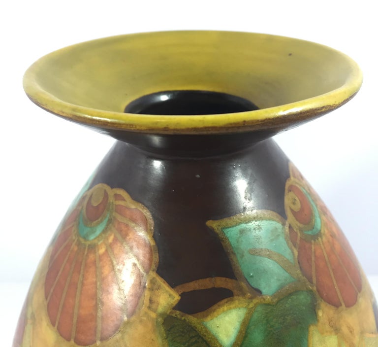 Glazed Boch Frères Keramis, Art Deco Vase, Belgium, circa 1925 For Sale