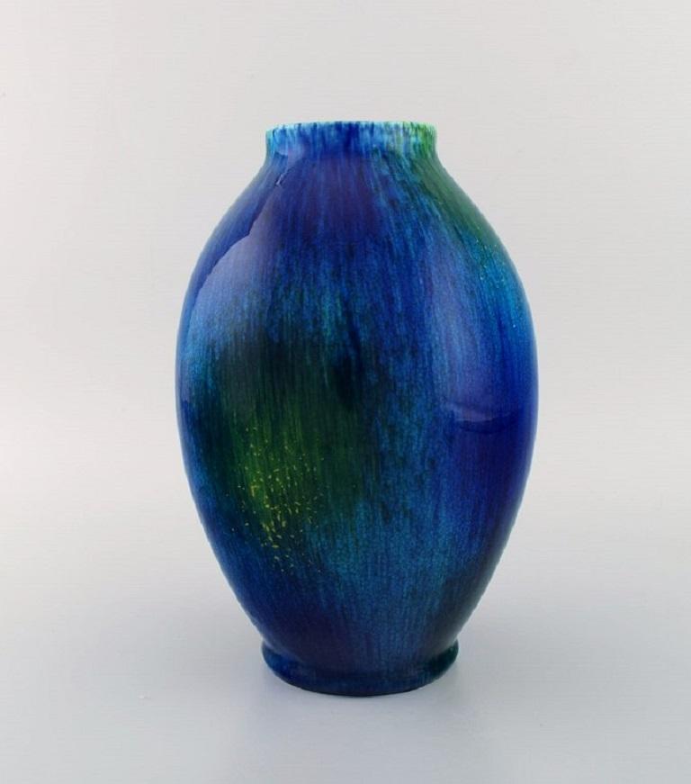 Belgian Boch Freres Keramis, Belgium, Art Deco Vase in Glazed Ceramics, 1920s/30s