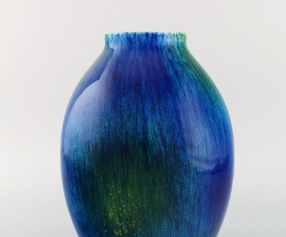 Early 20th Century Boch Freres Keramis, Belgium, Art Deco Vase in Glazed Ceramics, 1920s/30s