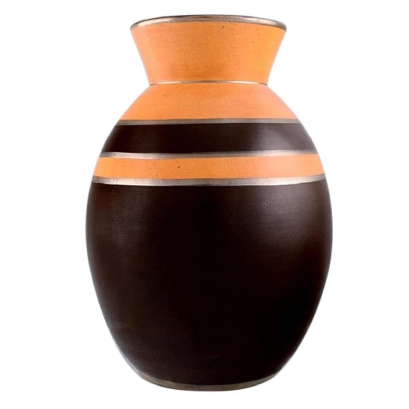 Boch Freres Keramis, Belgium, Rare Art Deco Vase in Glazed Ceramics