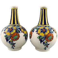 Boch Freres La Louvière, a Pair of Art Deco Ceramic Vases, 1930s-1940s