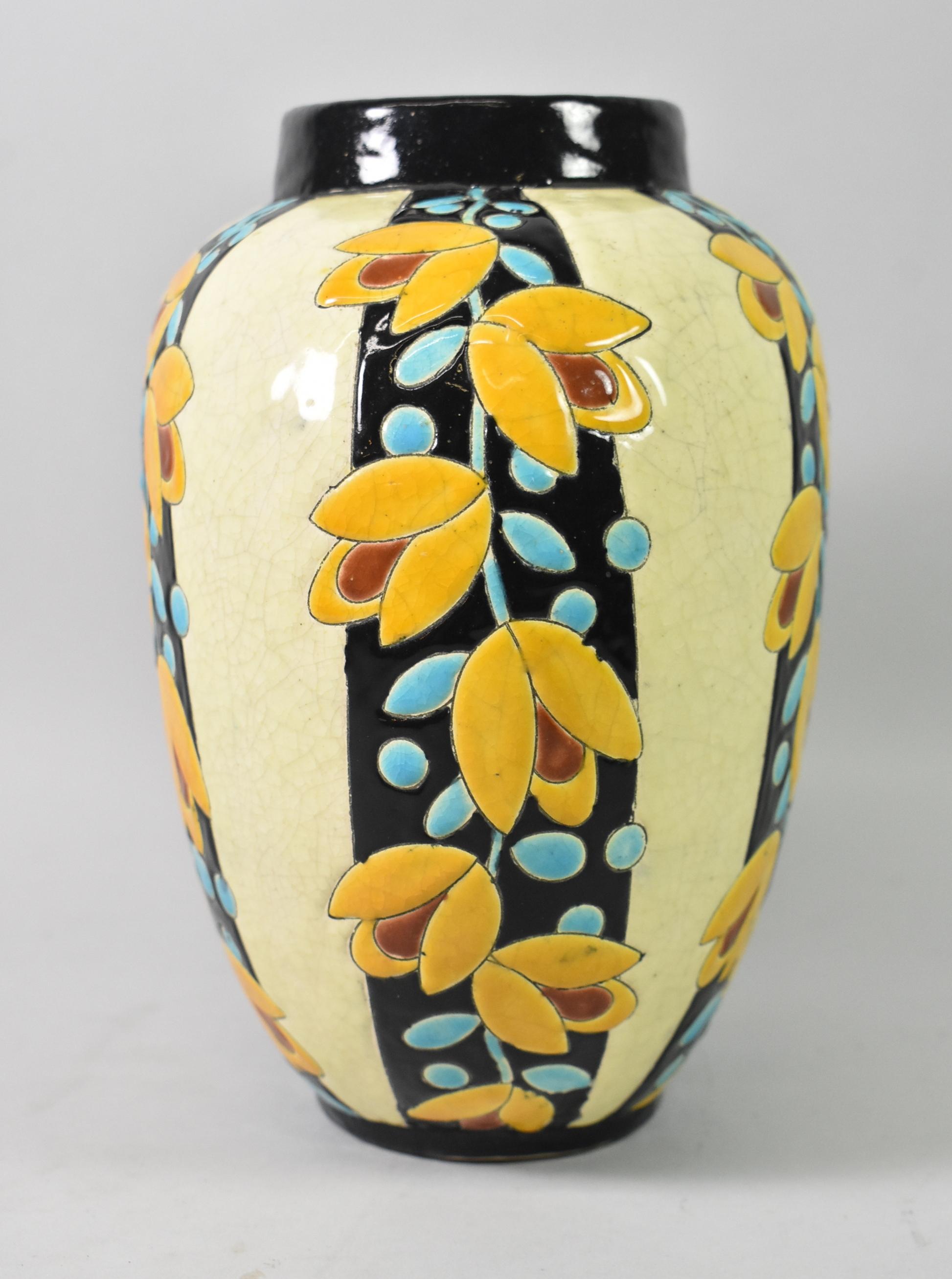 Early 20th Century Boch Freres La Louviere Art Deco Vase, 9