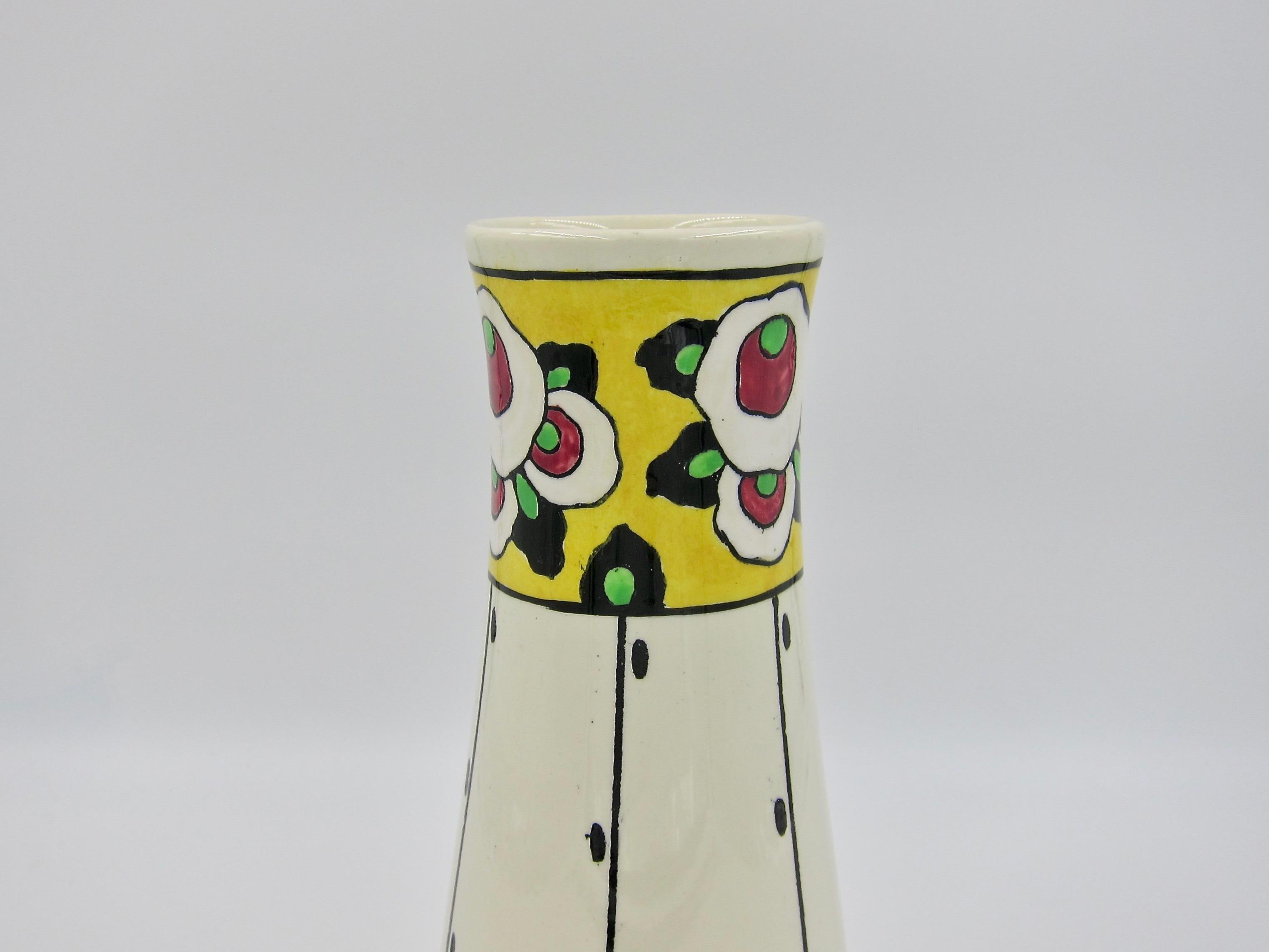 Belgian Art Deco Boch Freres La Louvière Hand-Painted Vase