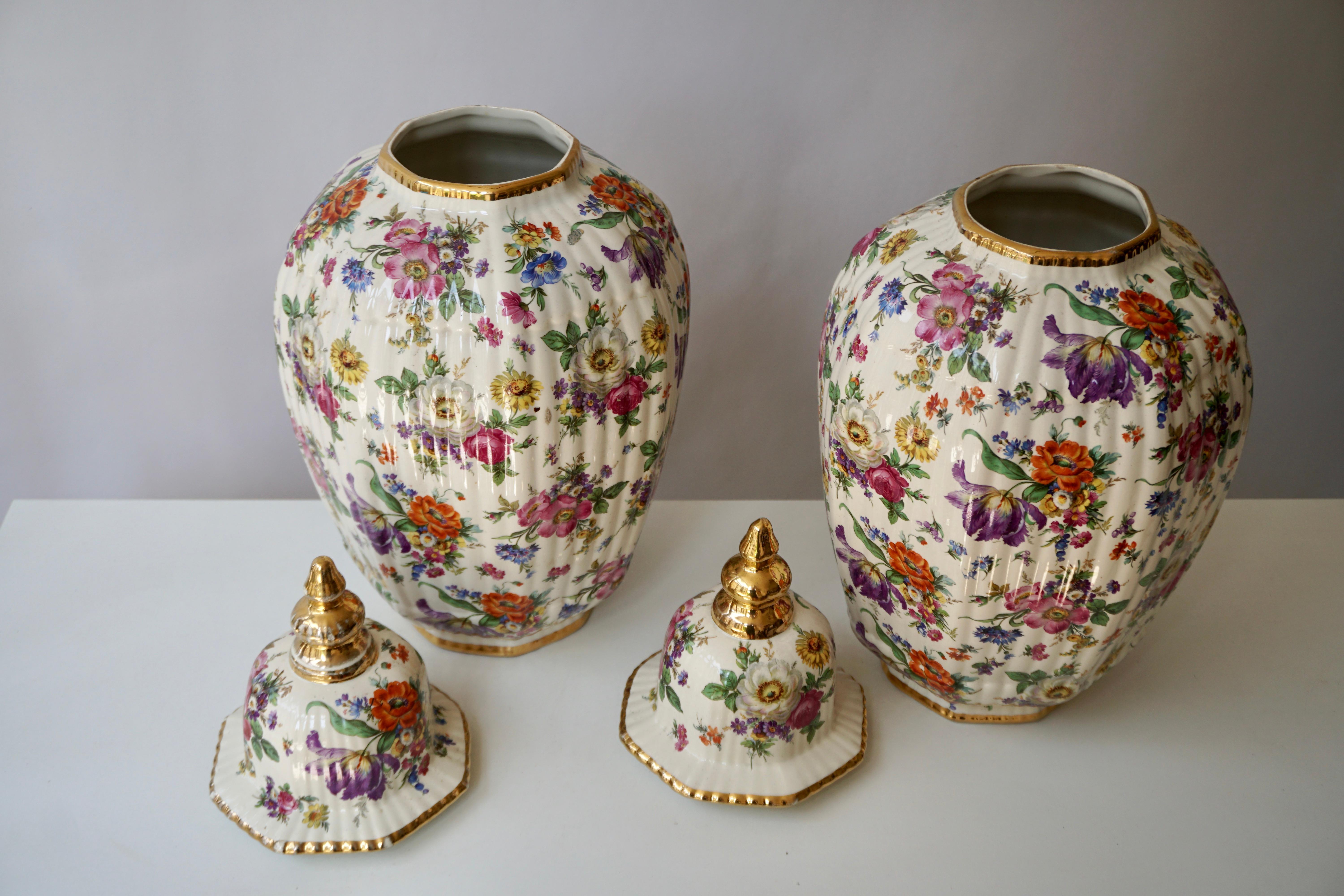 Boch Frères Vase with Stylized Floral Motifs In Good Condition For Sale In Antwerp, BE