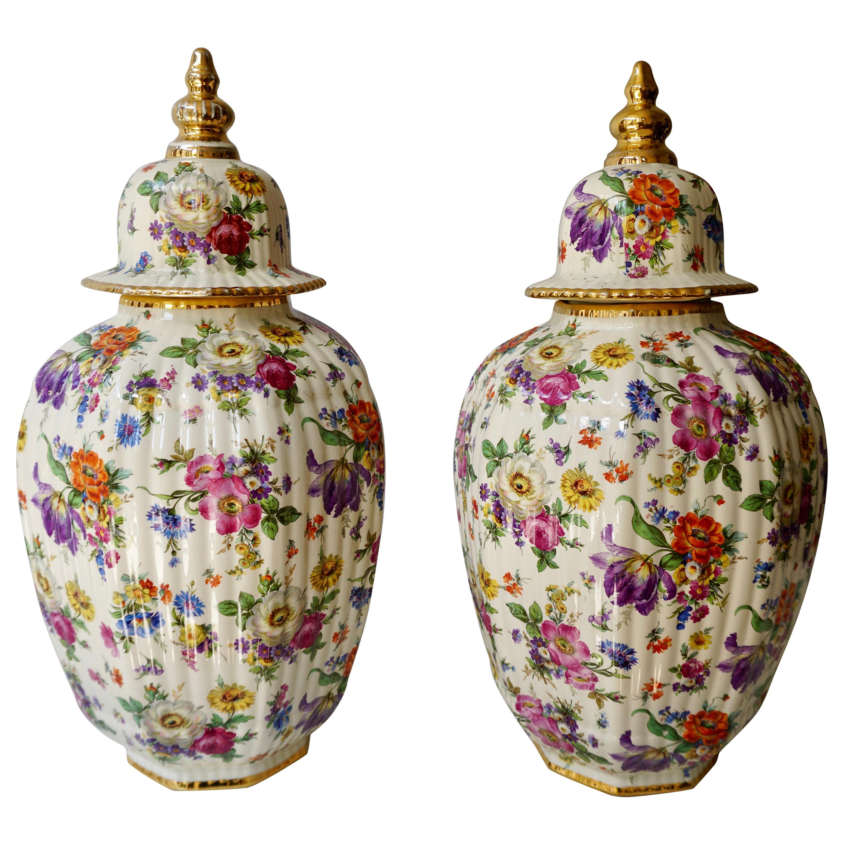 Boch Frères Vase with Stylized Floral Motifs For Sale