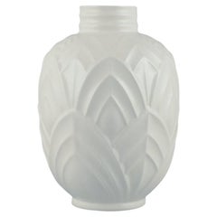Retro Boch Keramis, Belgium. Large ceramic vase. White glaze. Modernist design