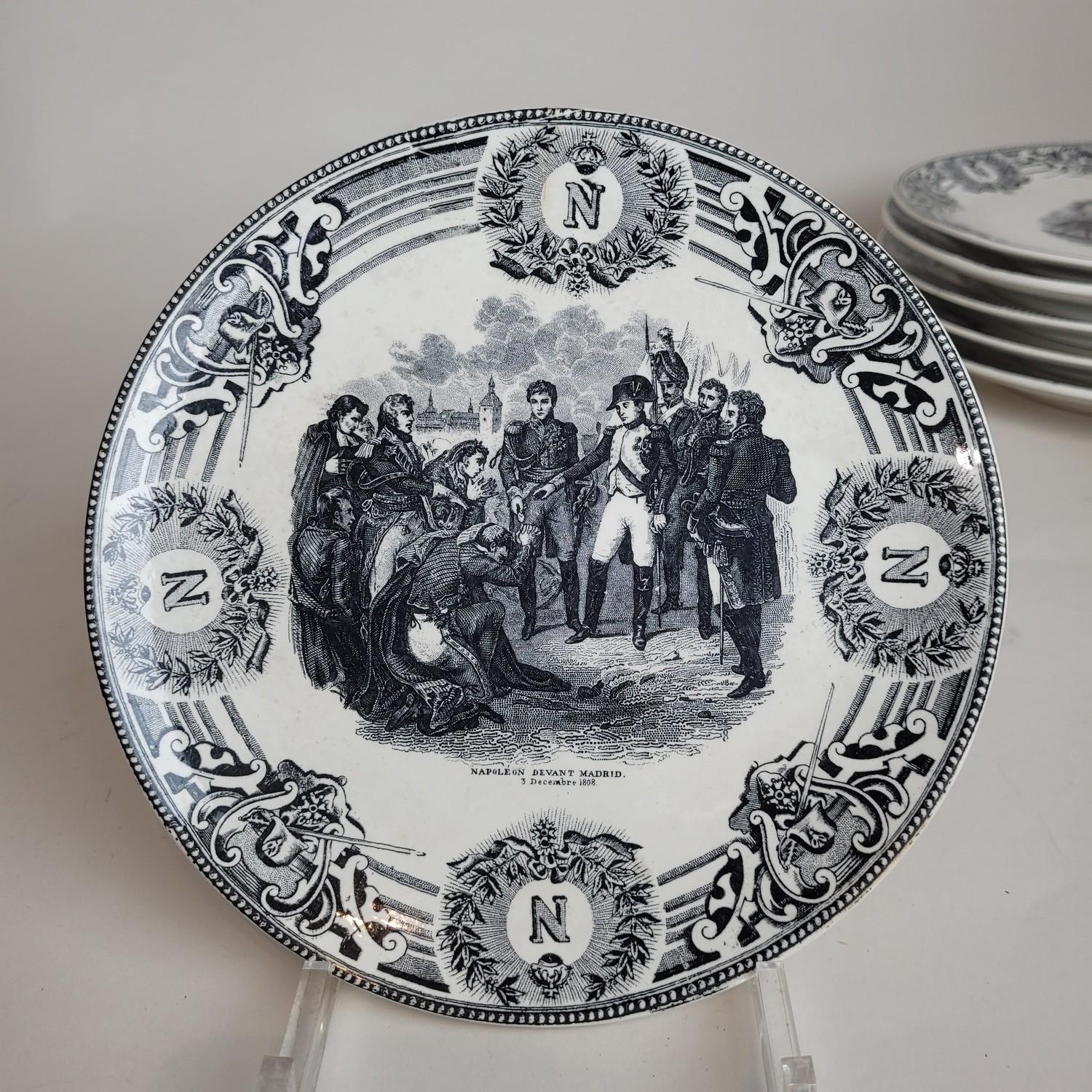 Boch La Louviere, Suite Of 18 Plates, Napoleon Ist Battles, Late 19th Century For Sale 6