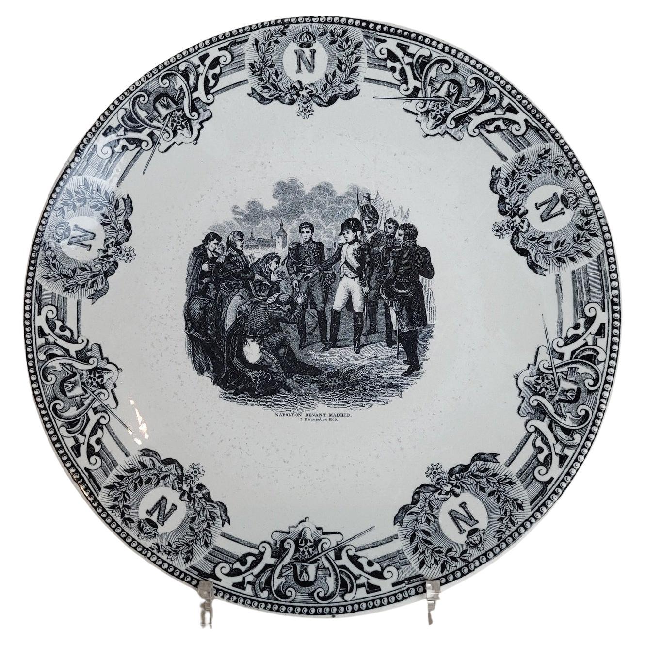 Boch La Louviere, Suite Of 18 Plates, Napoleon Ist Battles, Late 19th Century For Sale