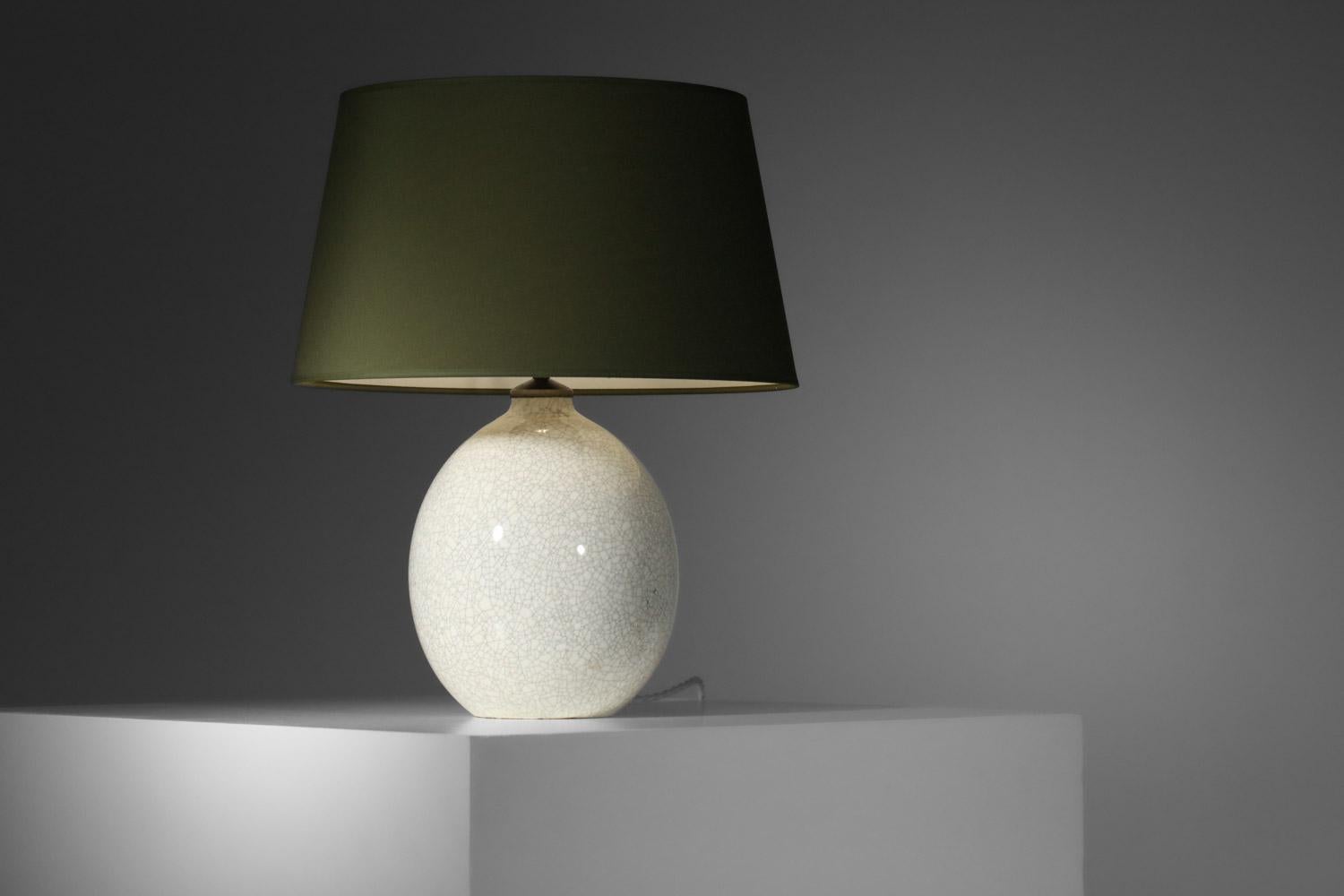 Lampe de table Boch La Louvière en céramique craquelée des années 40 en vente 3