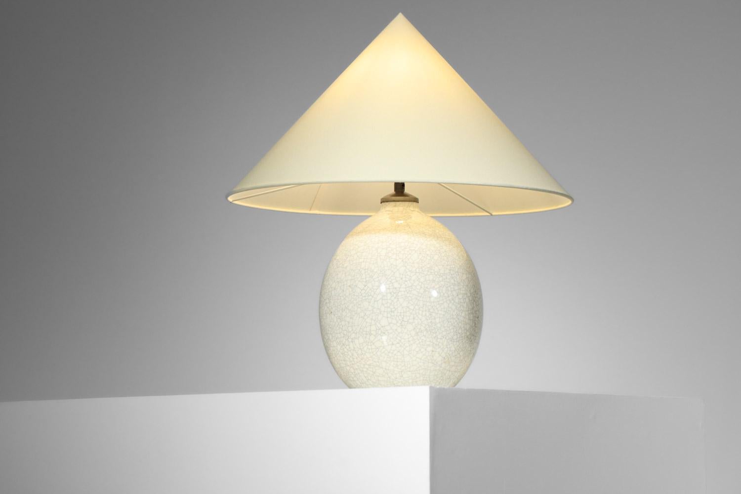 Art déco Lampe de table Boch La Louvière en céramique craquelée des années 40 en vente