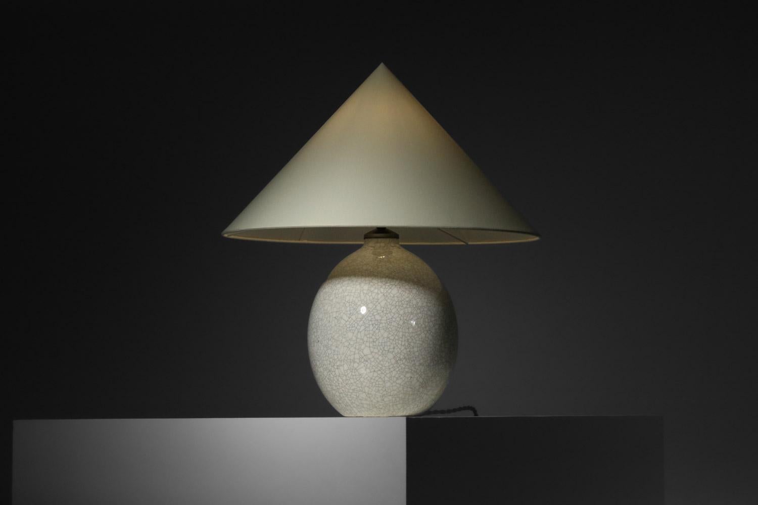 Belgian Boch La Louvière table lamp in crackled ceramics from the 40's For Sale