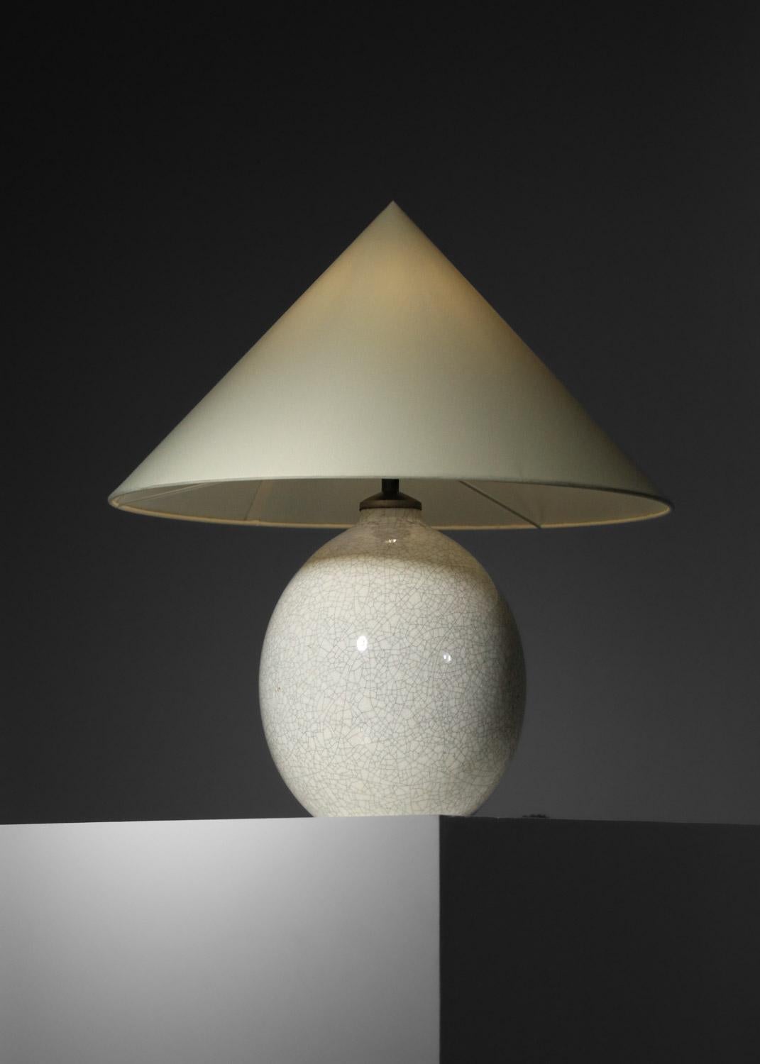 Boch La Louvière table lamp in crackled ceramics from the 40's In Good Condition For Sale In Lyon, FR