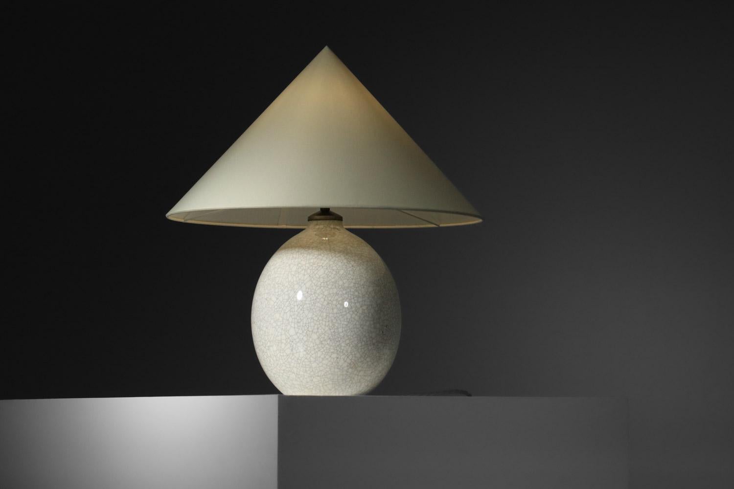 Mid-20th Century Boch La Louvière table lamp in crackled ceramics from the 40's For Sale