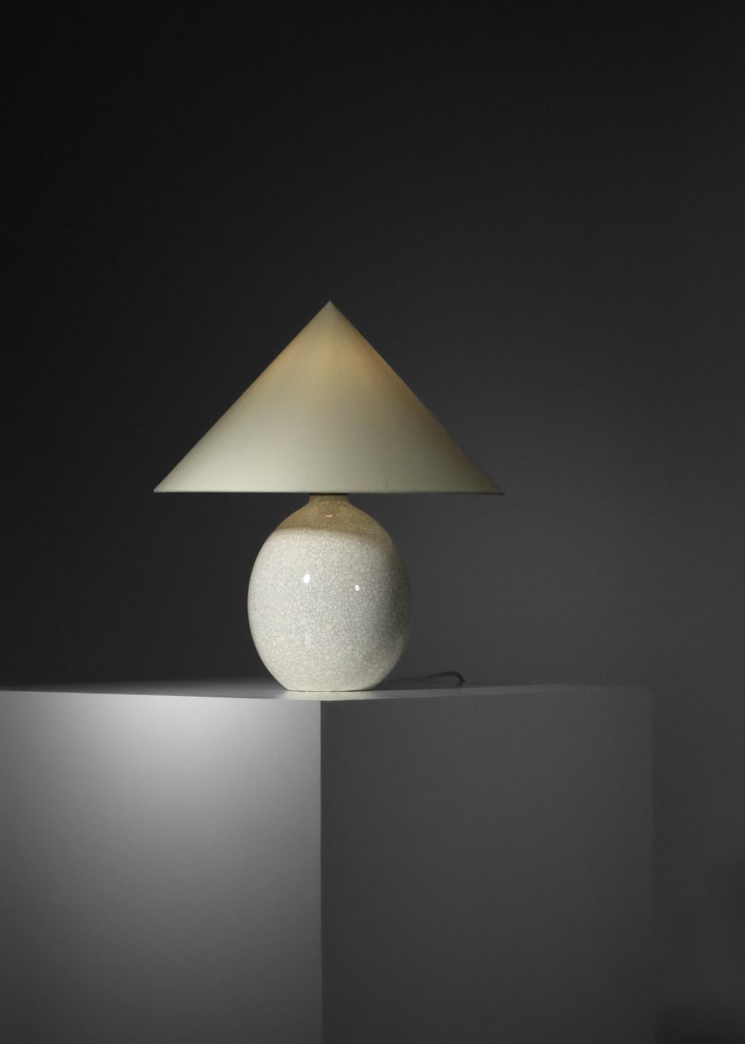 Lampe de table Boch La Louvière en céramique craquelée des années 40 en vente 1