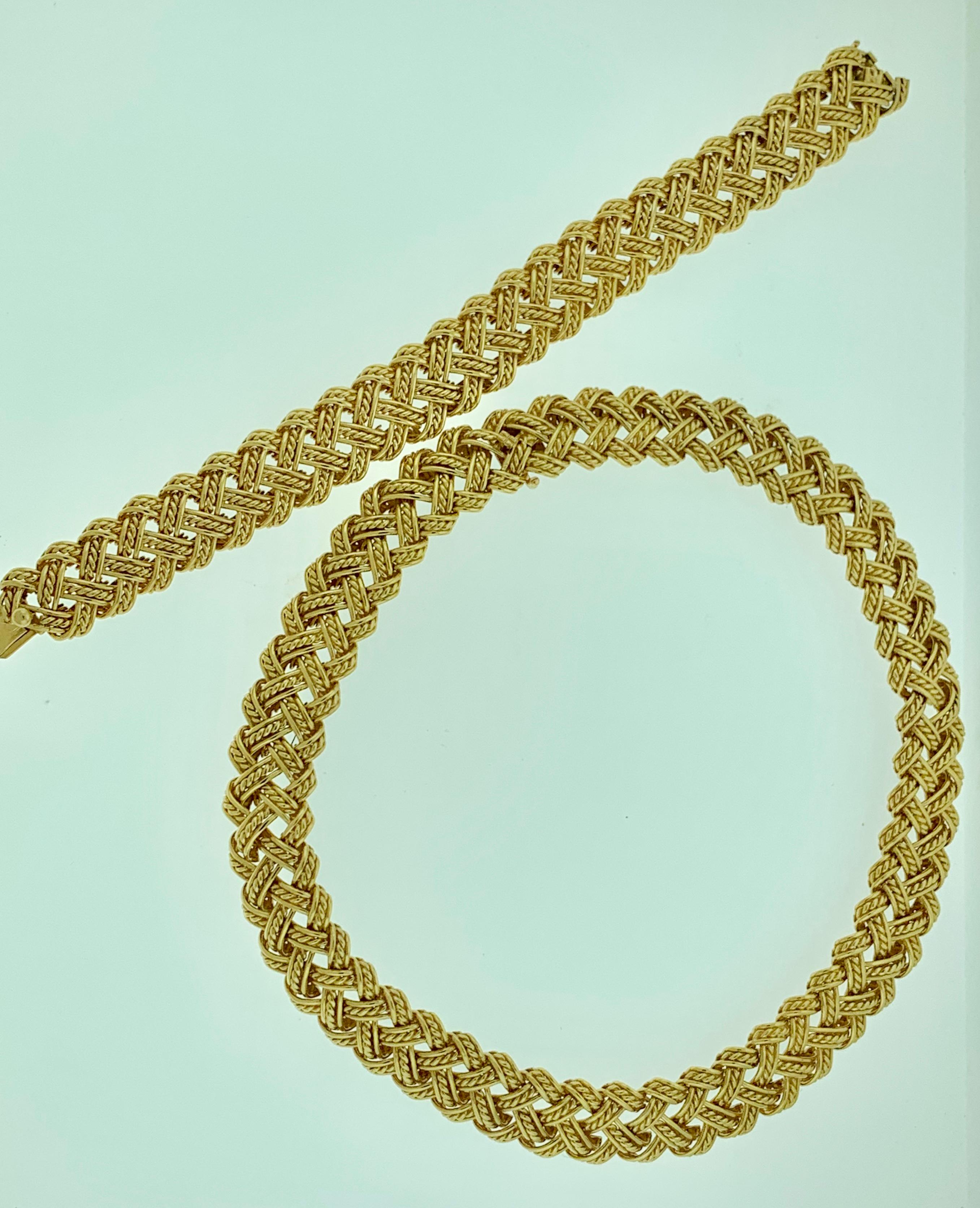 Collier et bracelet deux pièces Bocheron en or jaune 18 carats 165 grammes Pour femmes en vente