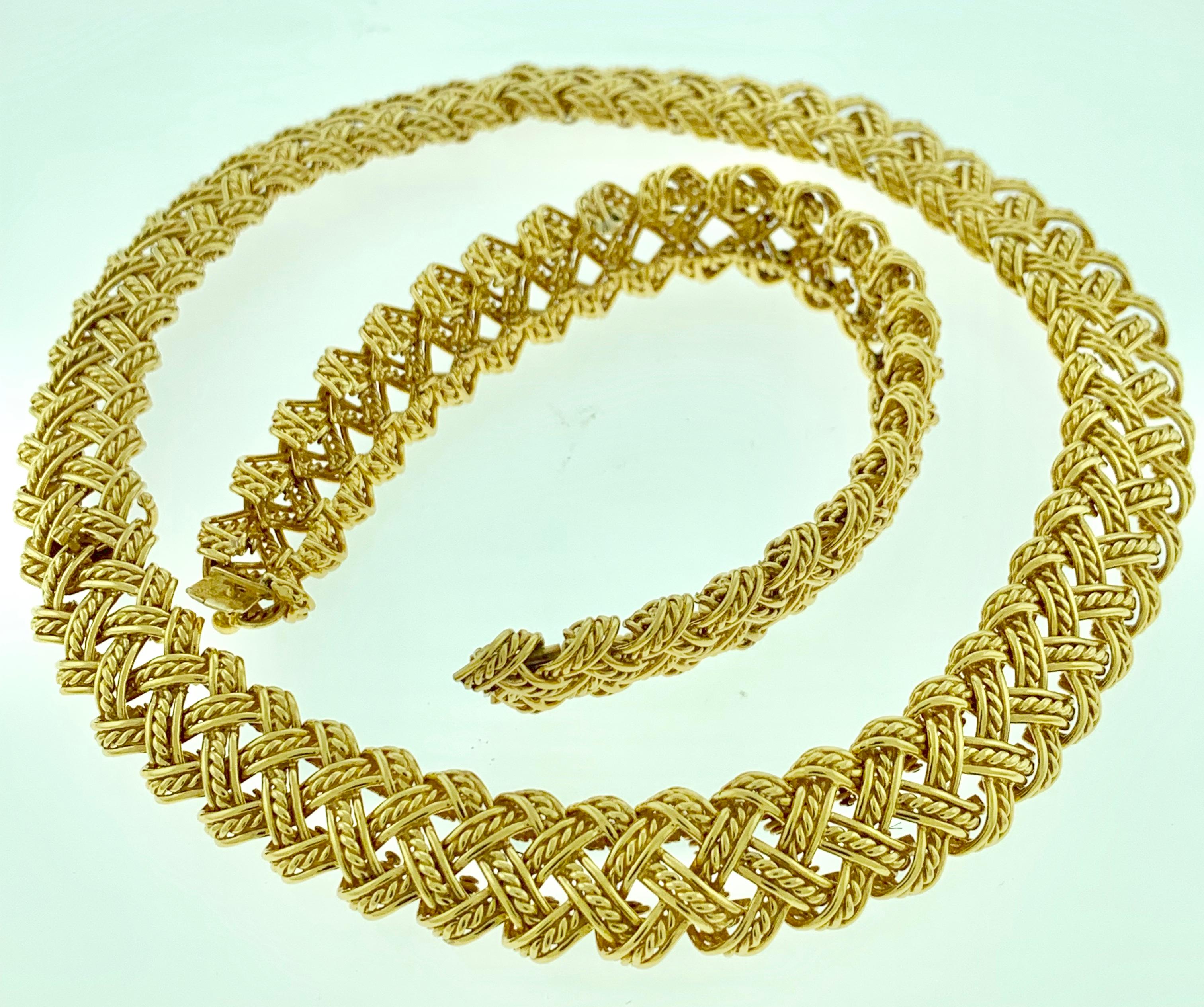 Collier et bracelet deux pièces Bocheron en or jaune 18 carats 165 grammes en vente 3
