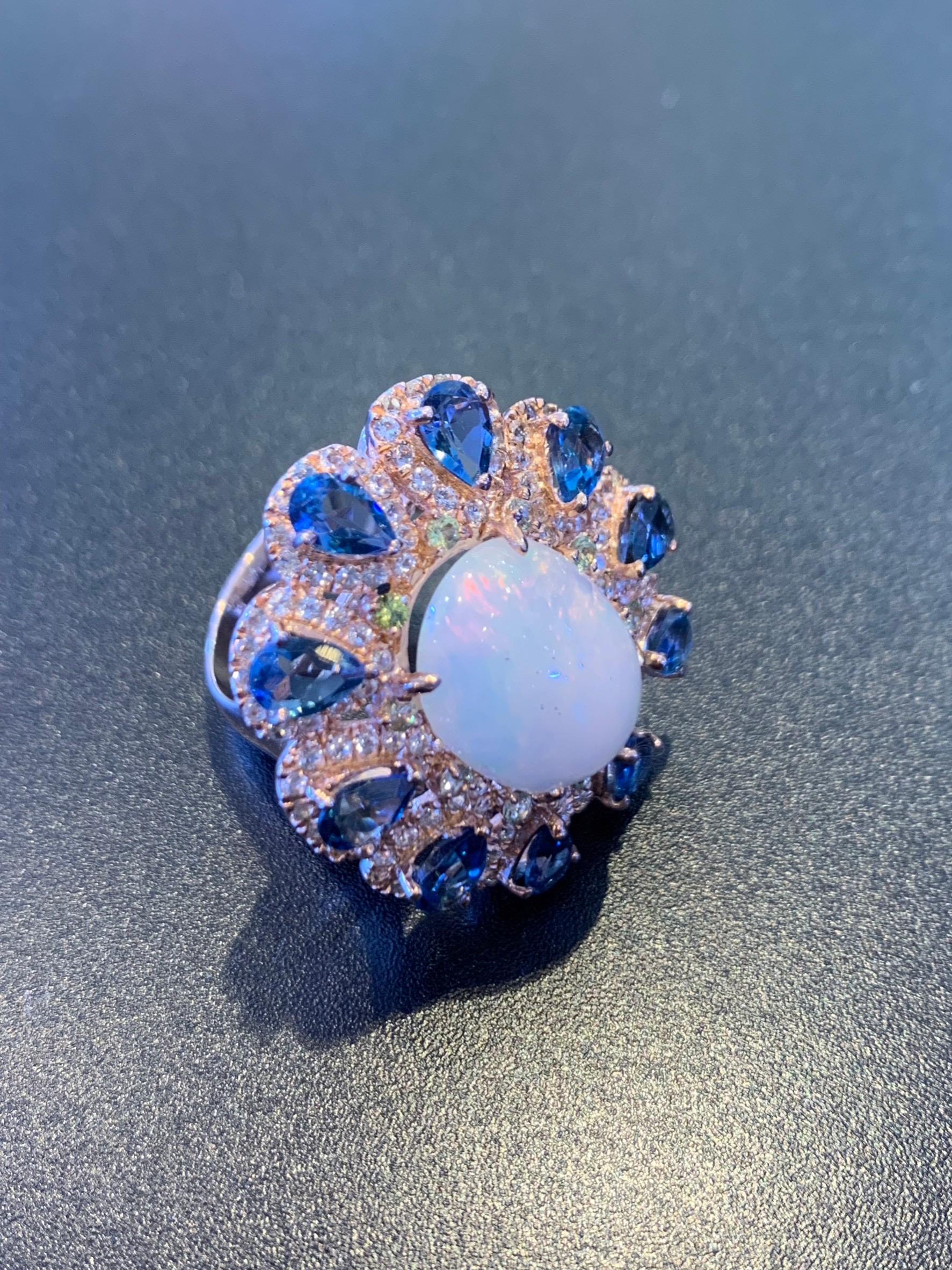 london blue topaz and opal ring