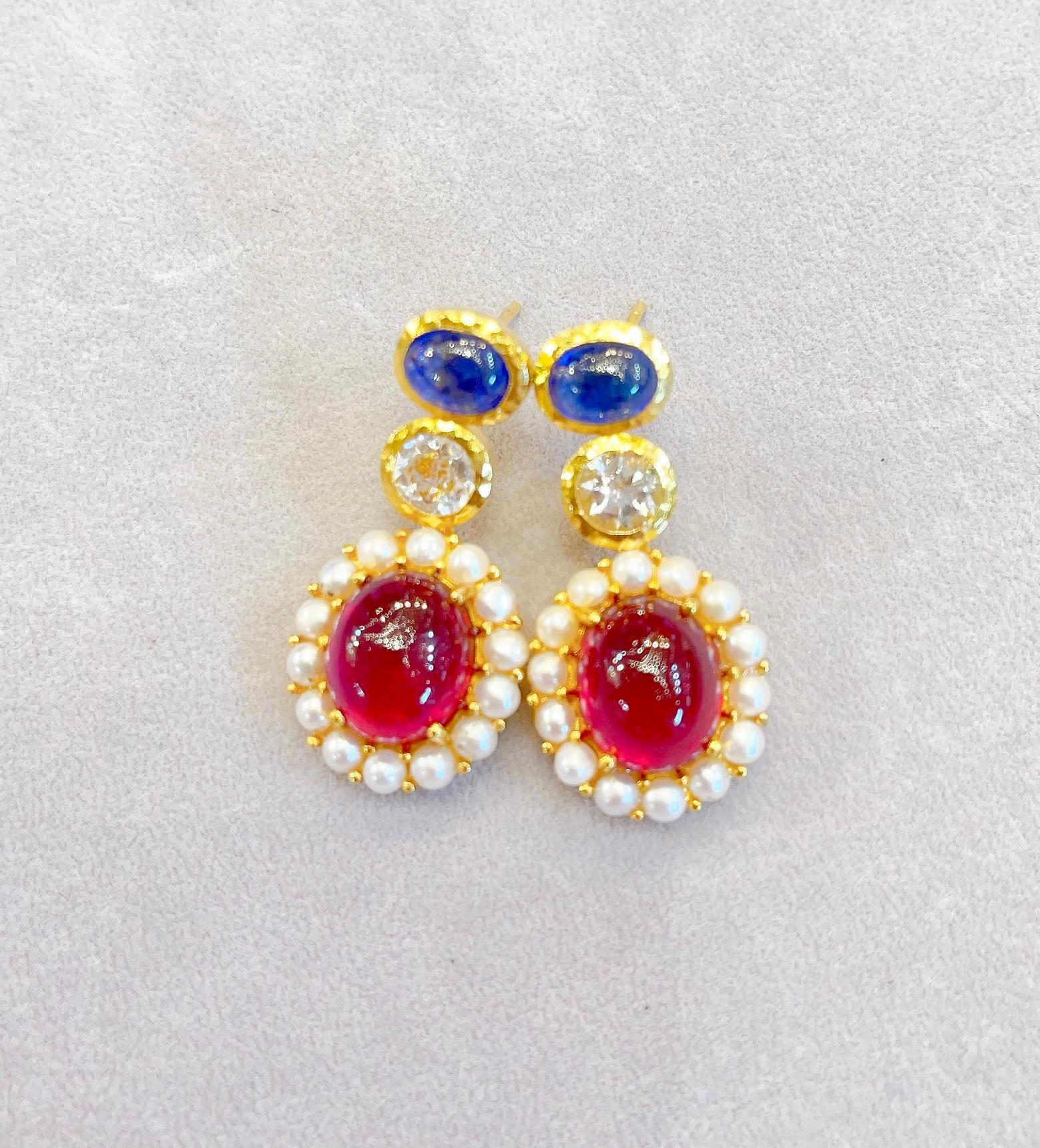ruby and sapphire earrings
