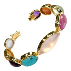 Bochic Capri 24ct Natural Multi Gem Bracelet in 18K Gold & Silver, 1998