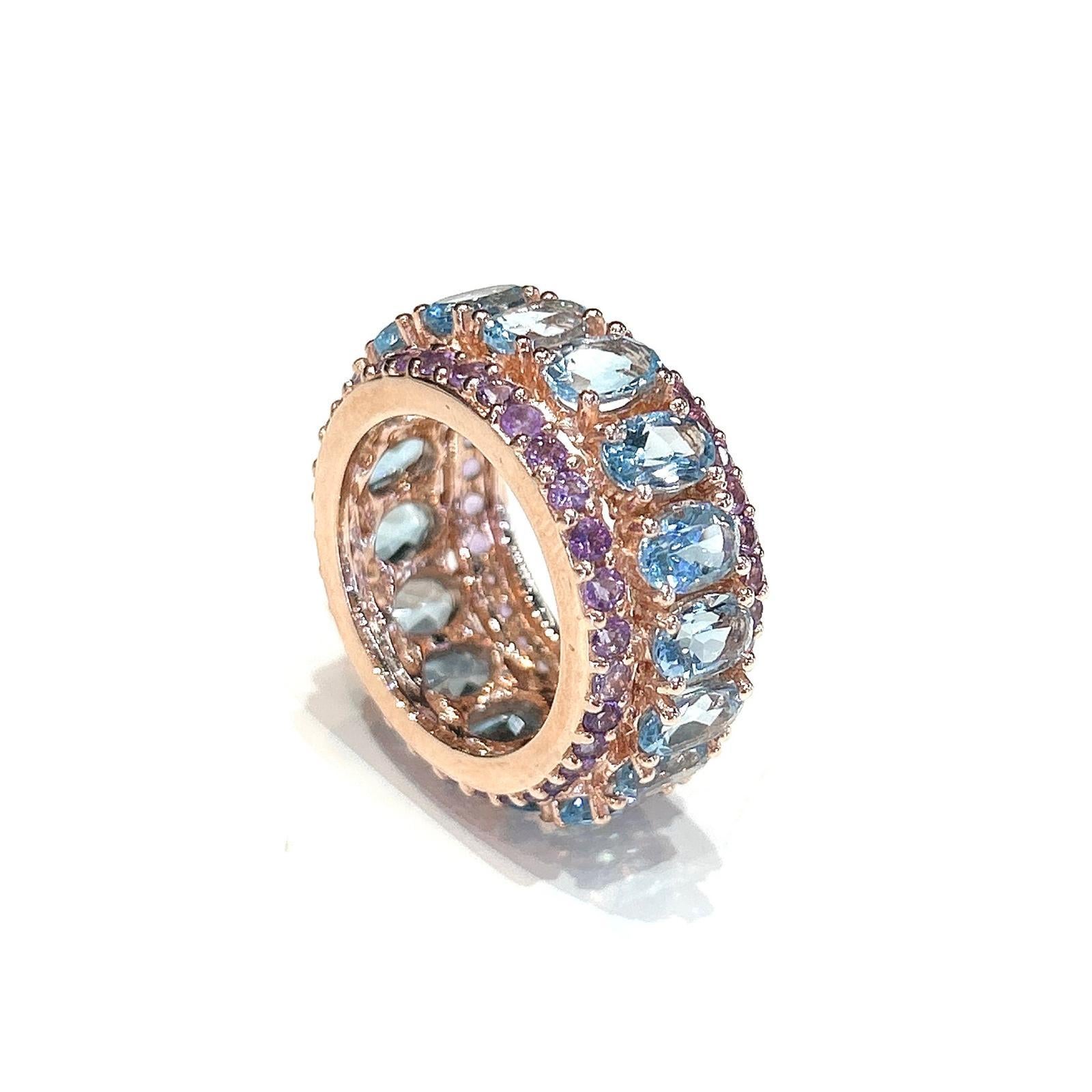 Bochic “Capri” Amethyst & Blue Topaz Ring Set In 18K Gold & Silver 4