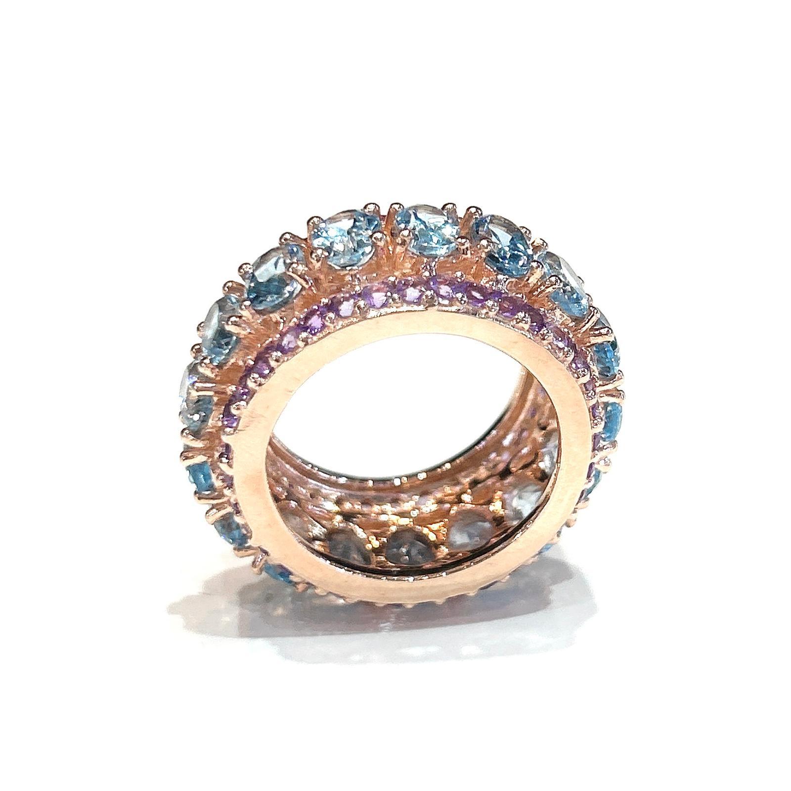 Bochic “Capri” Amethyst & Blue Topaz Ring Set In 18K Gold & Silver 5