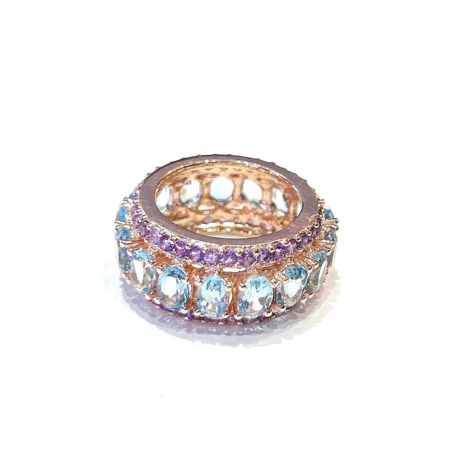 Bochic “Capri” Amethyst & Blue Topaz Ring Set In 18K Gold & Silver 2