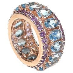 Bochic “Capri” Amethyst & Blue Topaz Ring Set In 18K Gold & Silver