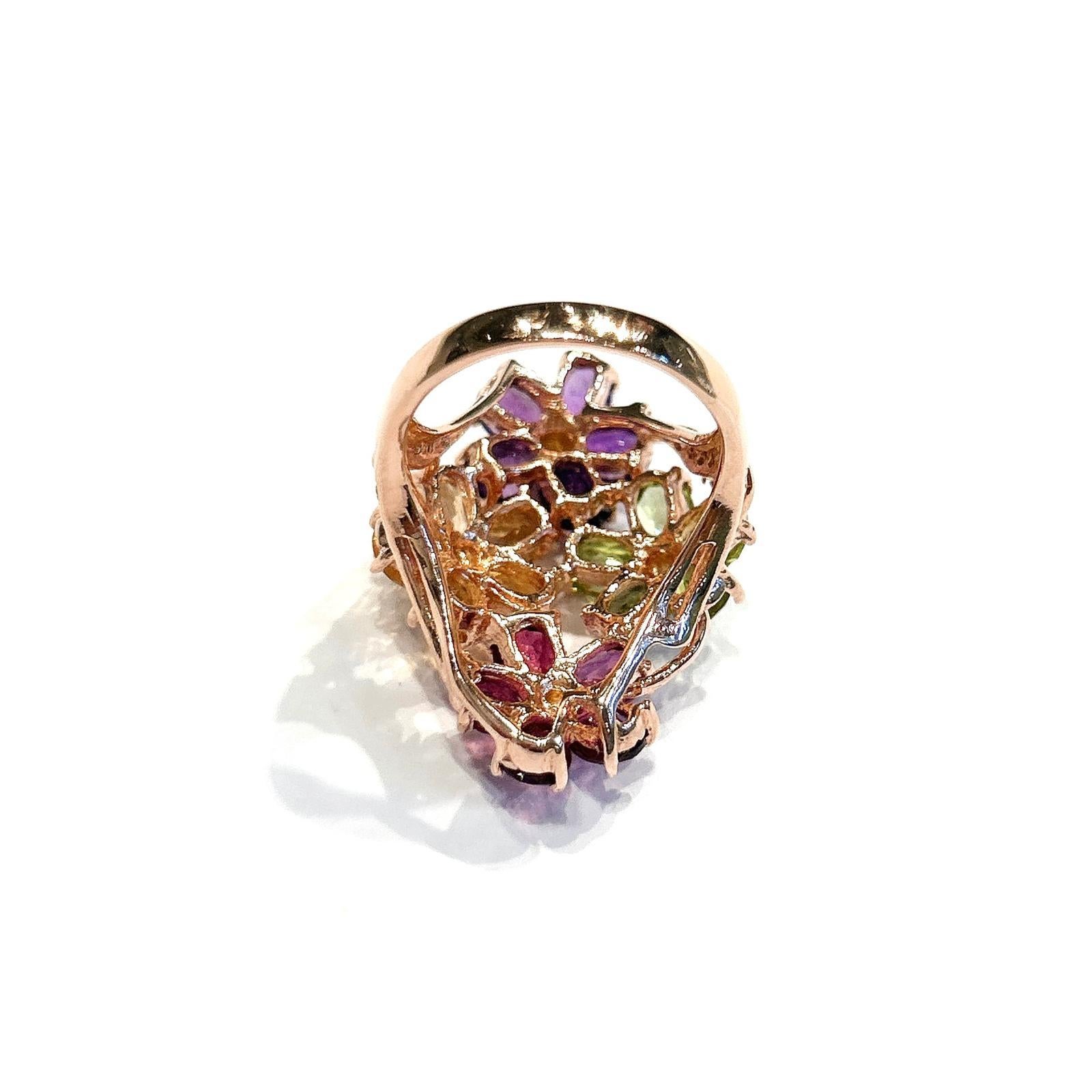 Bochic “Capri” Amethyst, Citrine & Peridot Ring Set In 18K Gold & Silver In New Condition For Sale In New York, NY