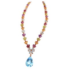 Bochic “Capri” Amethyst, Topaz, Citrine & Peridot Necklace in 18K & Silver