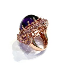 Bochic “Capri” Vintage Amethyst & Topaz Cocktail Ring Set In 18K Gold & Silver