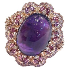 Anillo de cóctel Bochic "Capri" de amatista y topacio en oro de 18 quilates y plata