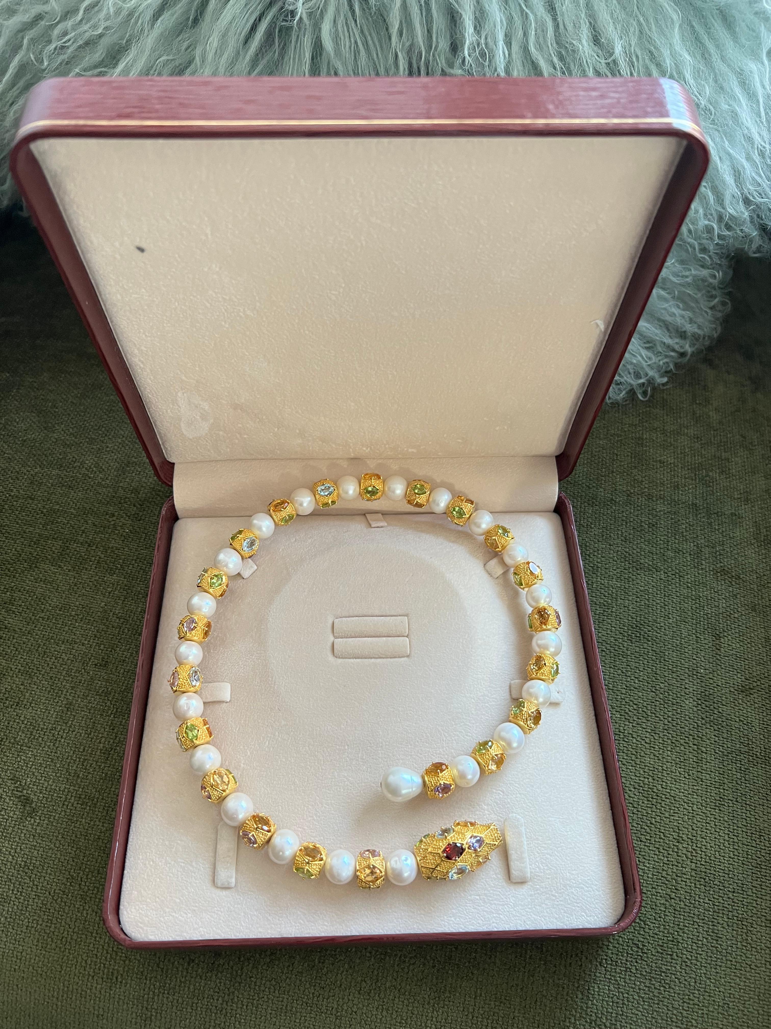 Bochic “Capri” Ametyist & Fancy Multi Color Sapphires Necklace Set in 18K & Silv im Angebot 4