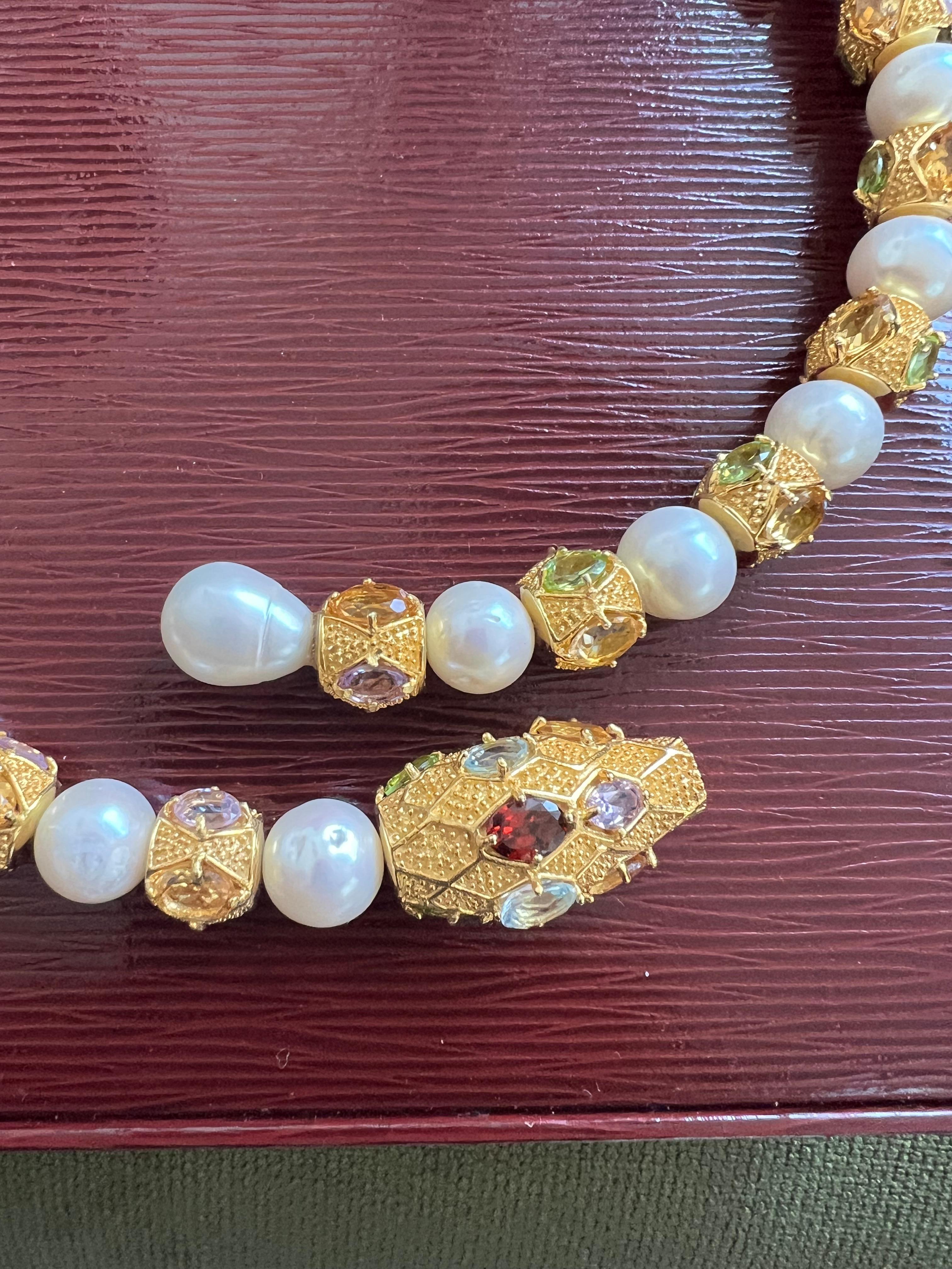 Bochic “Capri” Ametyist & Fancy Multi Color Sapphires Necklace Set in 18K & Silv im Angebot 5