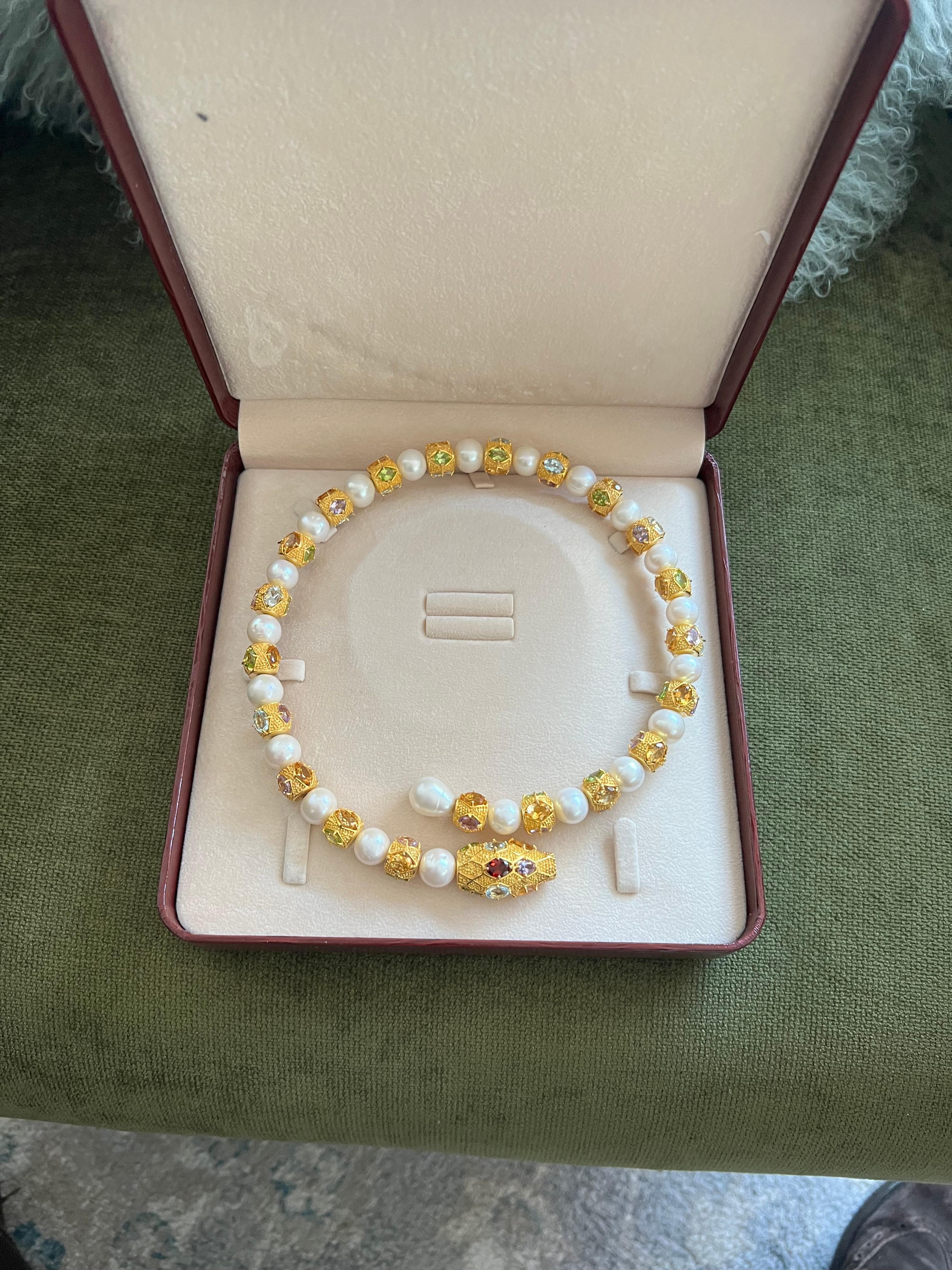 Bochic “Capri” Ametyist & Fancy Multi Color Sapphires Necklace Set in 18K & Silv im Angebot 8