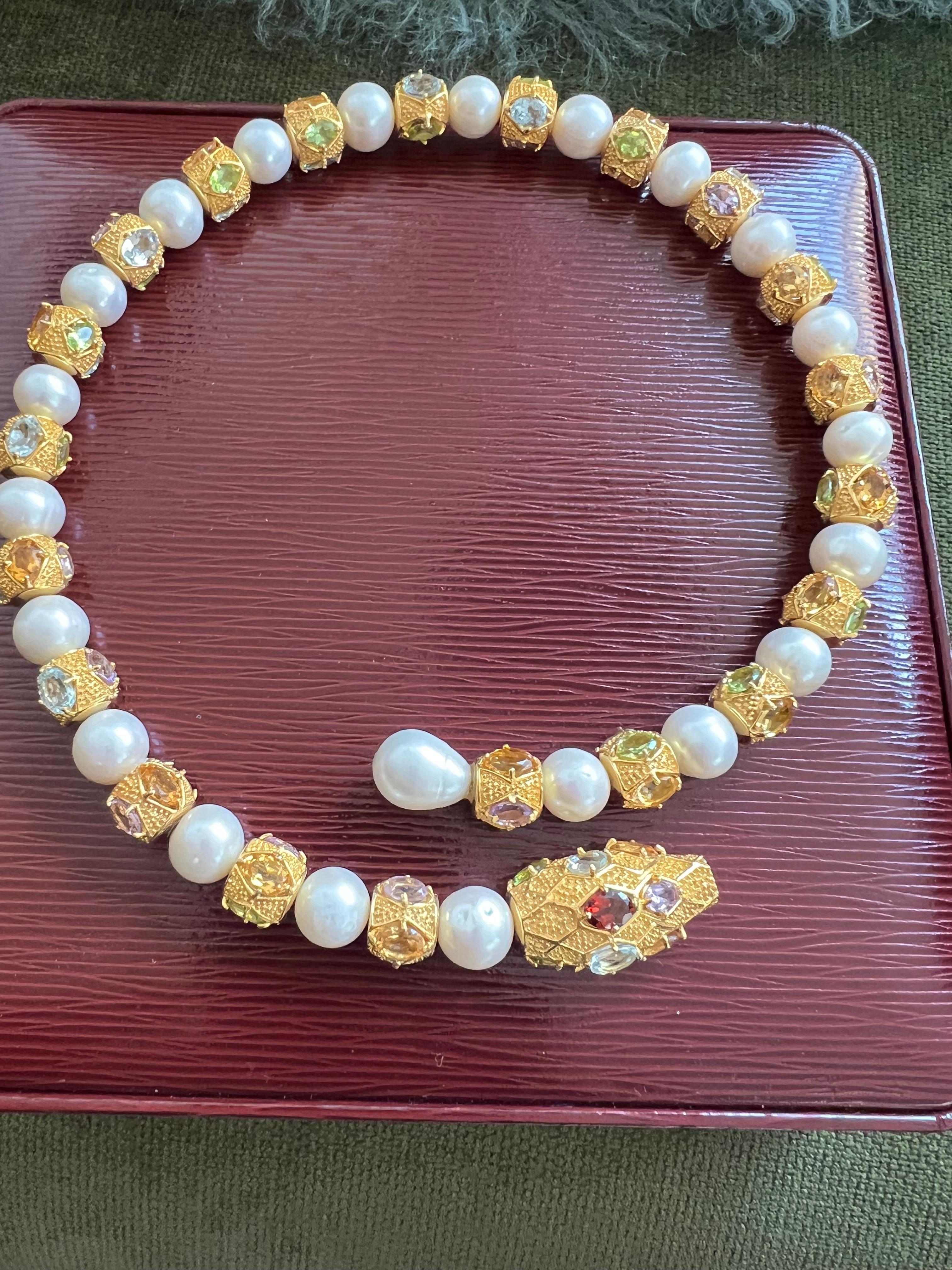 Bochic “Capri” Ametyist & Fancy Multi Color Sapphires Necklace Set in 18K & Silv im Angebot 3