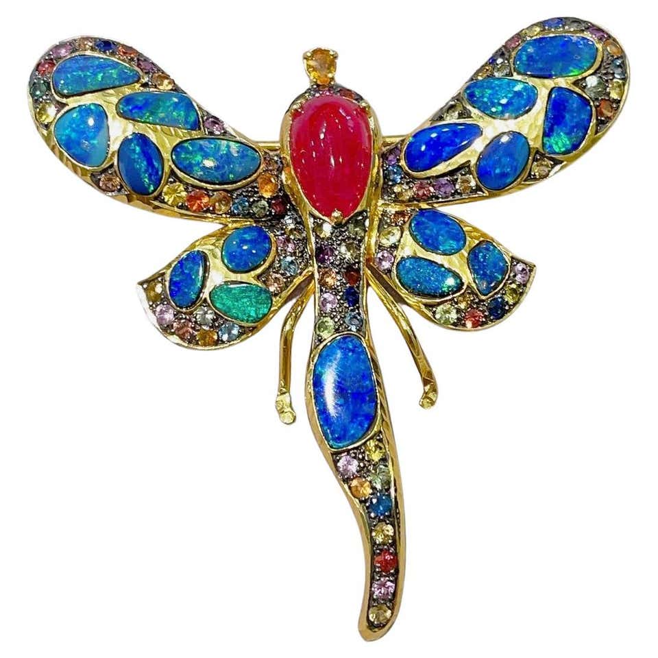 Bochic “Capri” Fire Opal @ Ruby Cocktail Ring Set in 22k Gold and ...