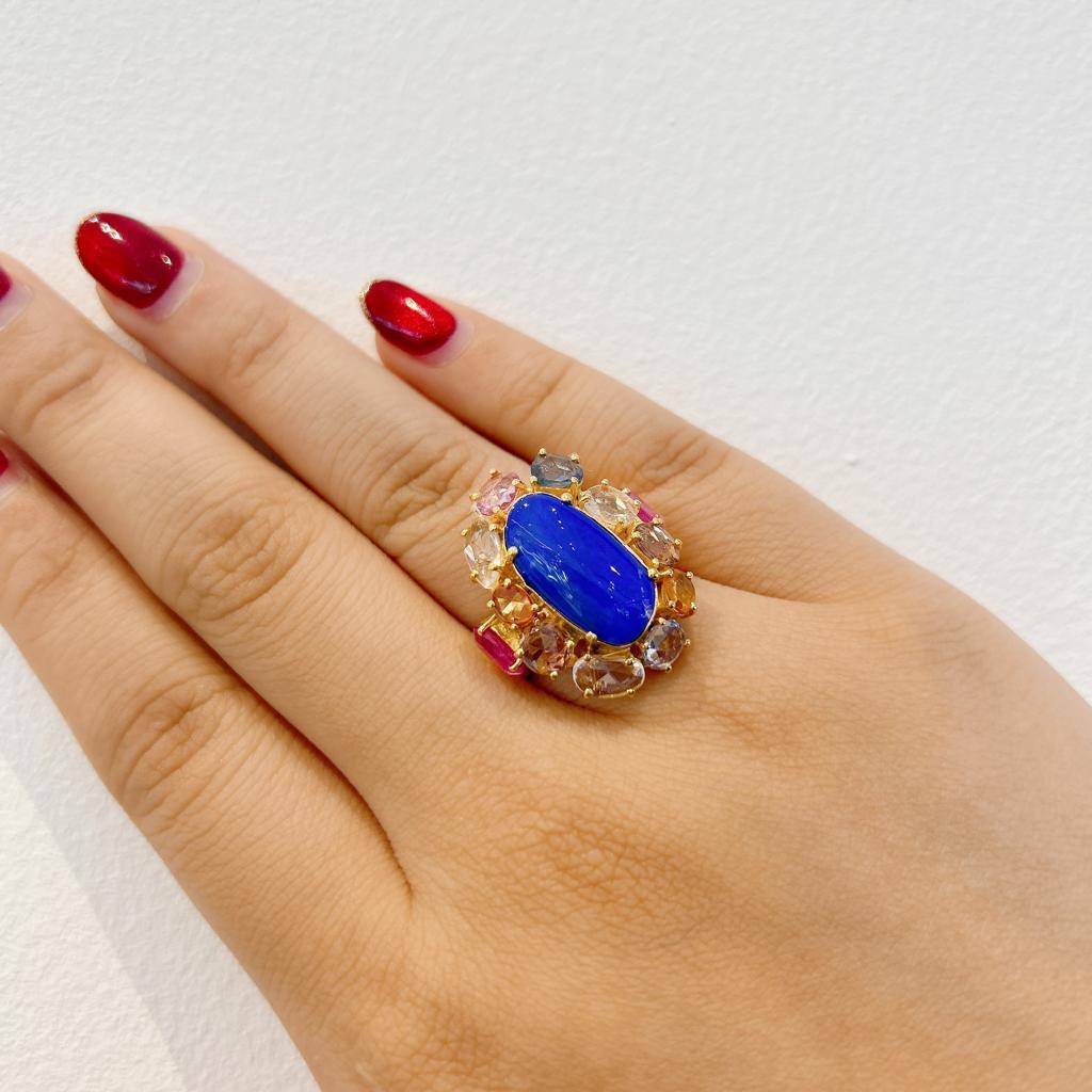 Bochic Capri Ring aus 18 Karat Gold und Silber mit blauem Opal und mehrfarbigem Saphir  im Zustand „Neu“ im Angebot in New York, NY