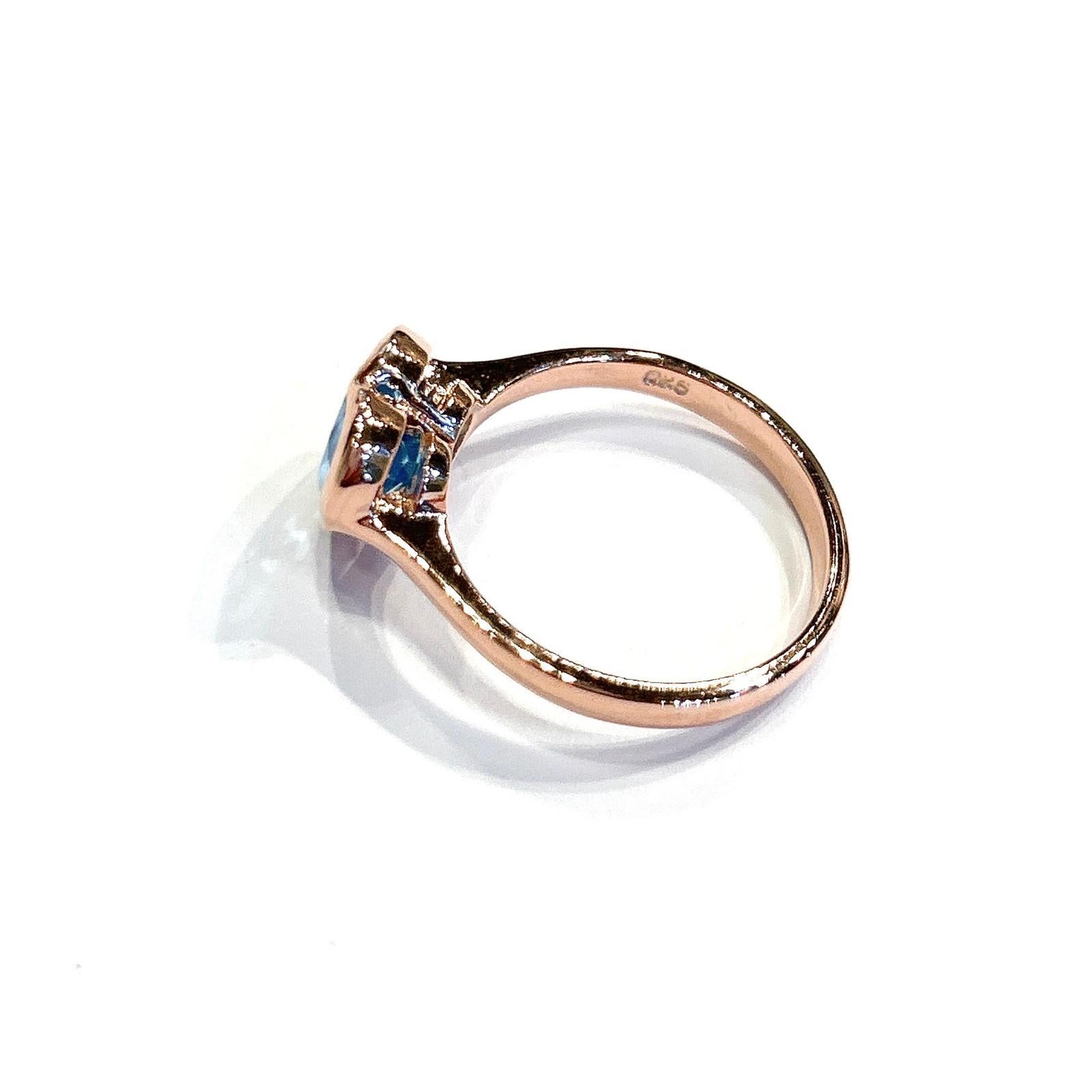 Classical Roman Bochic “Capri” Blue Topaz Heart Shape Ring Set In 18K Gold & Silver For Sale