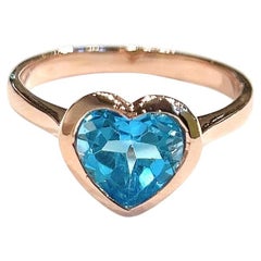 Bochic “Capri” Blue Topaz Heart Shape Ring Set In 18K Gold & Silver