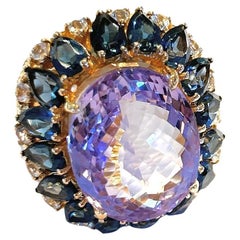 Bochic “Capri” Cocktail Ring, Amethyst, Sapphire, Topaz Set In 18K Gold & Silver