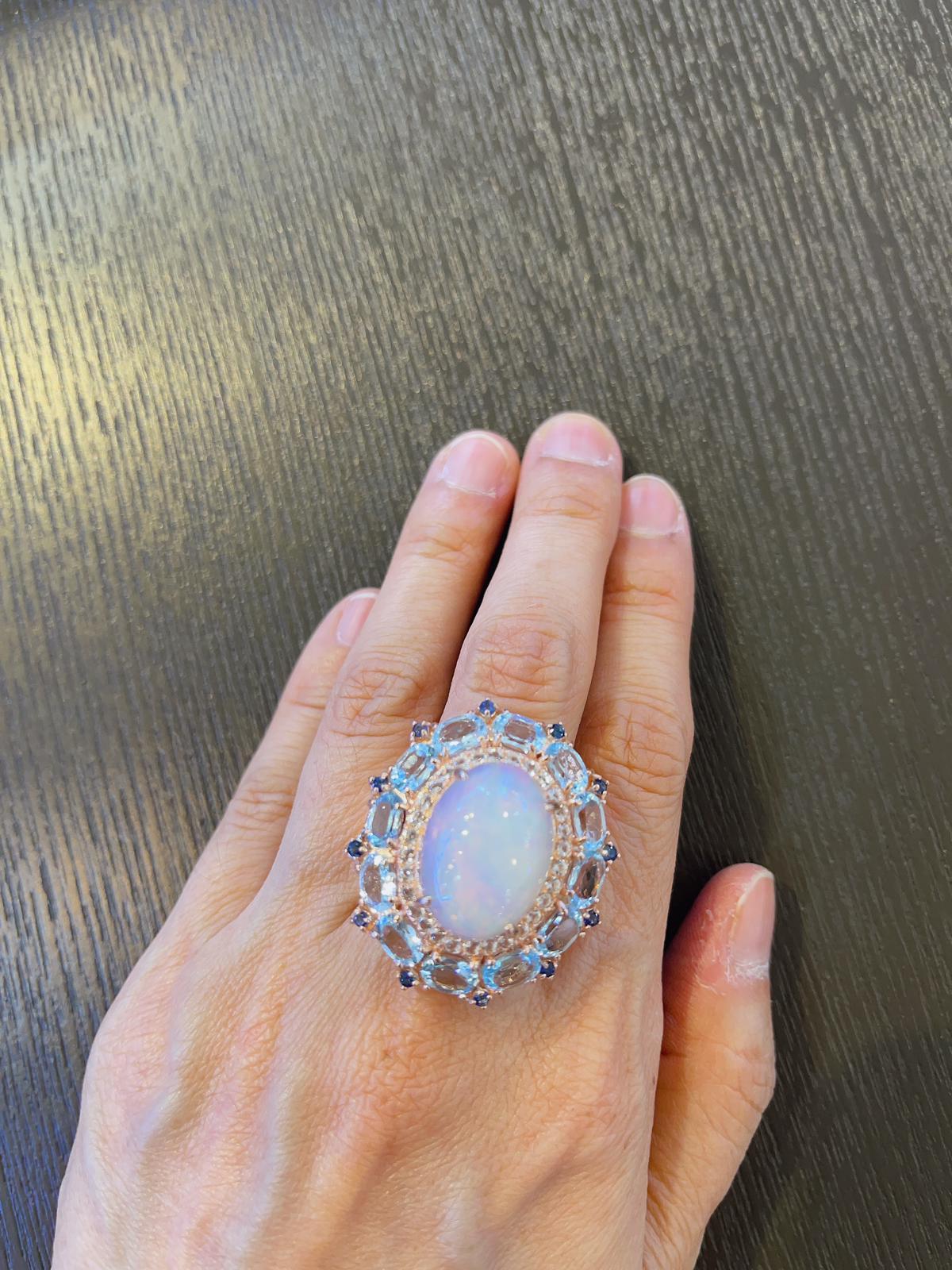 blue topaz and opal ring