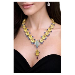 Bochic Capri Convertible Necklace, 18K Gold & Silver, 74ct Gemstones