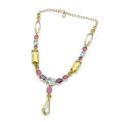 Bochic “Capri” Diamond, Amethyst, Topaz, Citrine & Peridot Necklace in 18K & Sil