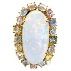 Bochic “Capri” Fire Opal & Multi Rose Sapphires Set in 18K Gold & Silver 
