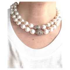 Bochic “Capri” FreshWater Pearl, Pink Sapphire, Peridot & Mix gems Necklace Set