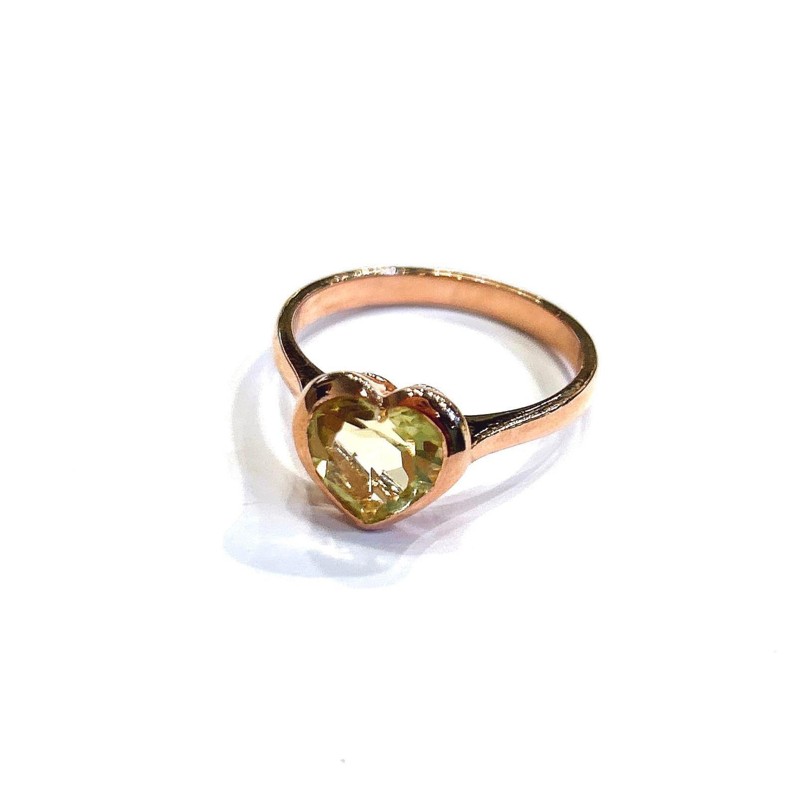 Heart Cut Bochic “Capri” Green Amethyst Heart Shape Ring Set In 18K Gold & Silver For Sale
