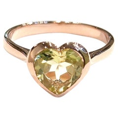 Bochic “Capri” Green Amethyst Heart Shape Ring Set In 18K Gold & Silver