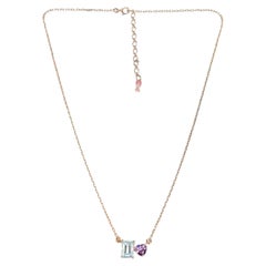 Bochic Capri Herzförmige Amethyst- und blauer Topas-Halskette aus 18 Karat Gold und Regal
